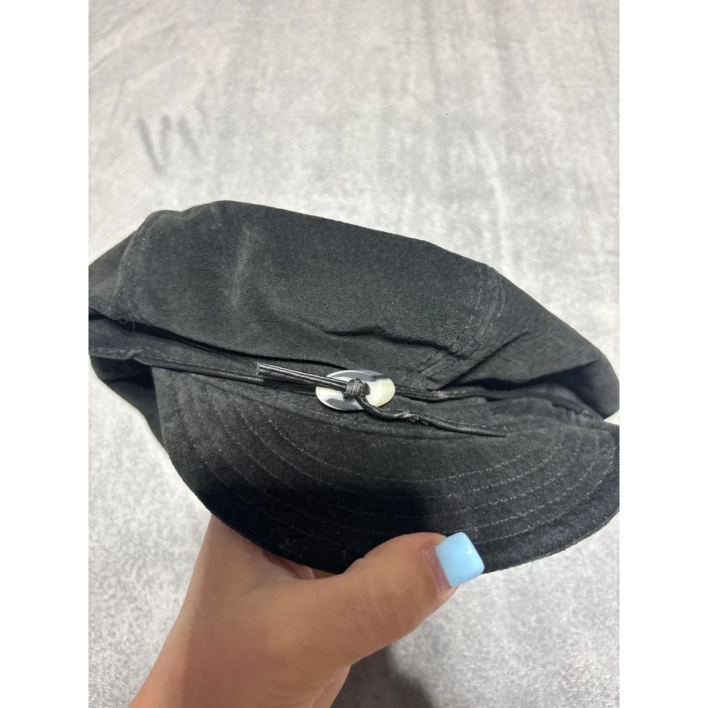 Trixie Hat Newsboy Cap Fitted Womens One Size Black Lined Suede Leather Y2K
